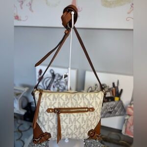 Michael Kors Cream and Brown Crossbody Bag
